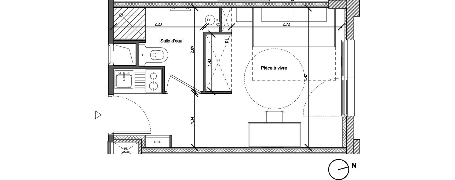 Appartement T1 de 18,50 m2 &agrave; Noisy-Le-Sec Plaine de l ourcq
