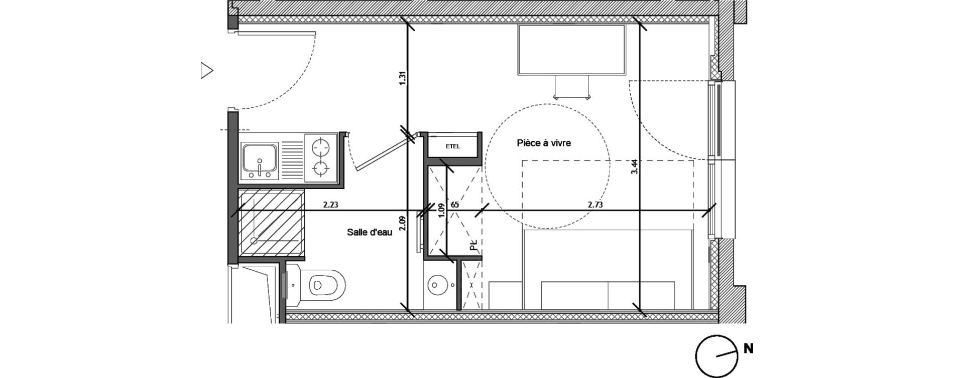 Appartement T1 de 18,50 m2 &agrave; Noisy-Le-Sec Plaine de l ourcq