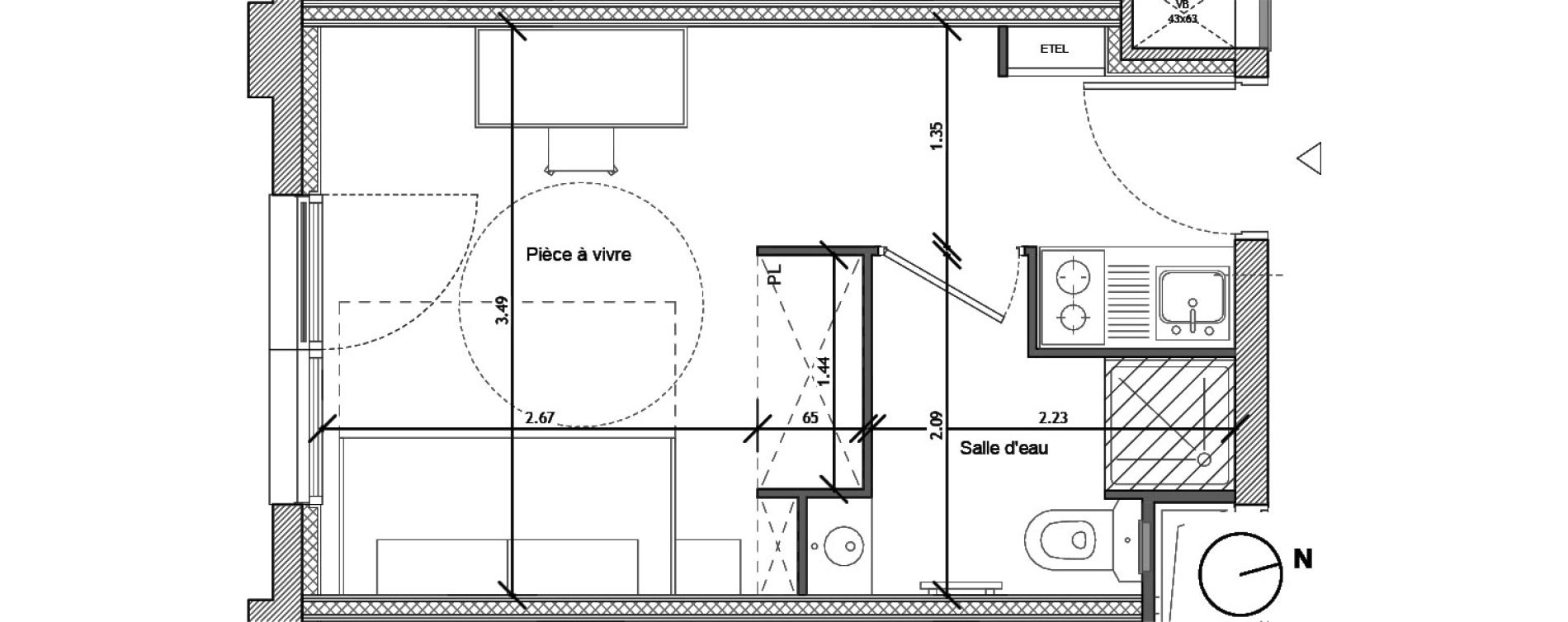 Appartement T1 de 18,40 m2 &agrave; Noisy-Le-Sec Plaine de l ourcq