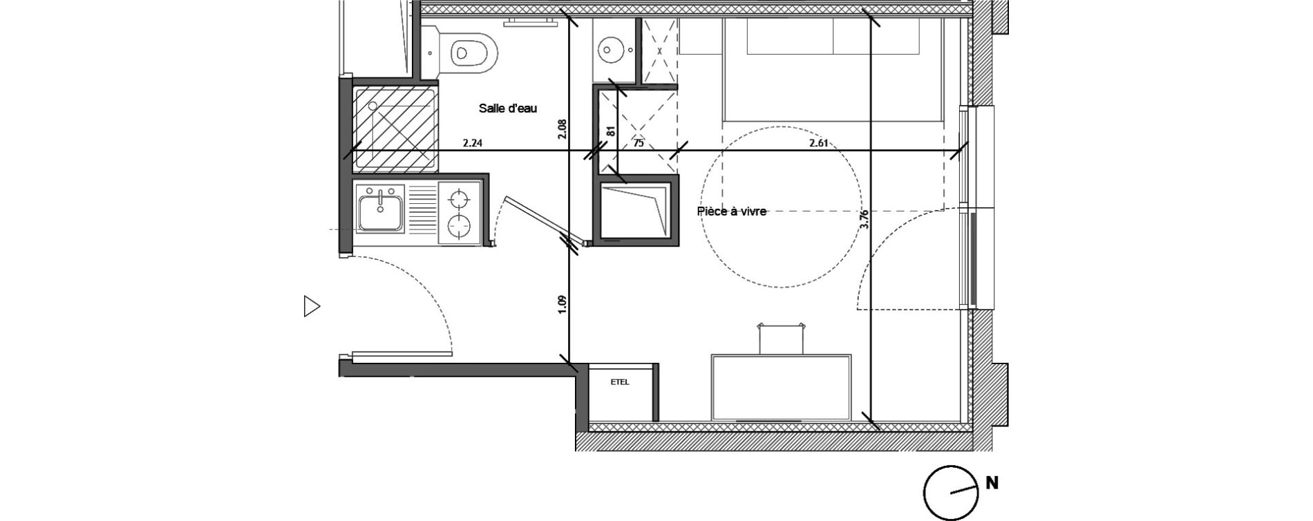 Appartement T1 de 18,50 m2 &agrave; Noisy-Le-Sec Plaine de l ourcq