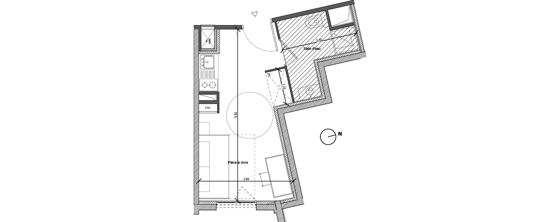 Appartement T1 de 18,35 m2 &agrave; Noisy-Le-Sec Plaine de l ourcq