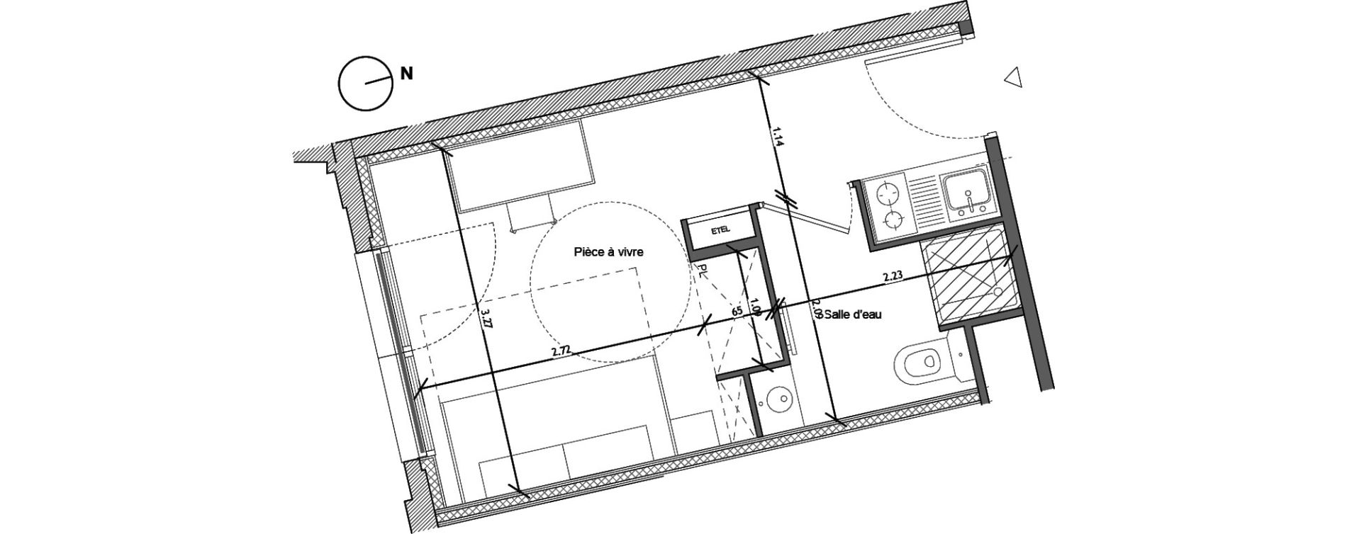 Appartement T1 de 17,60 m2 &agrave; Noisy-Le-Sec Plaine de l ourcq