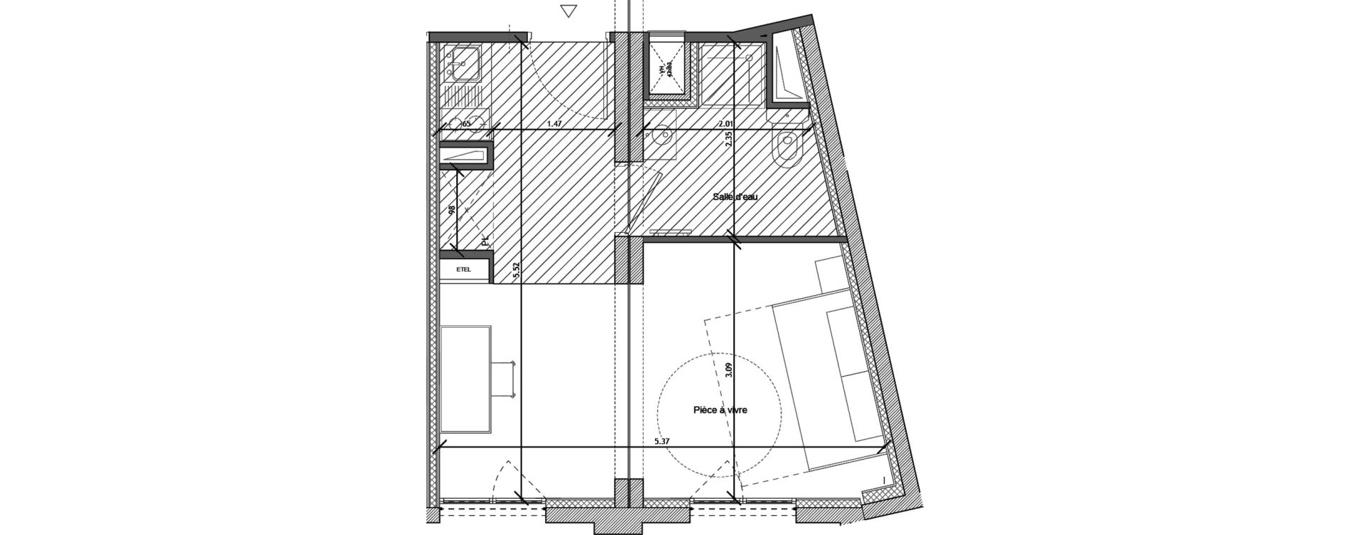 Appartement T1 de 24,60 m2 &agrave; Noisy-Le-Sec Plaine de l ourcq