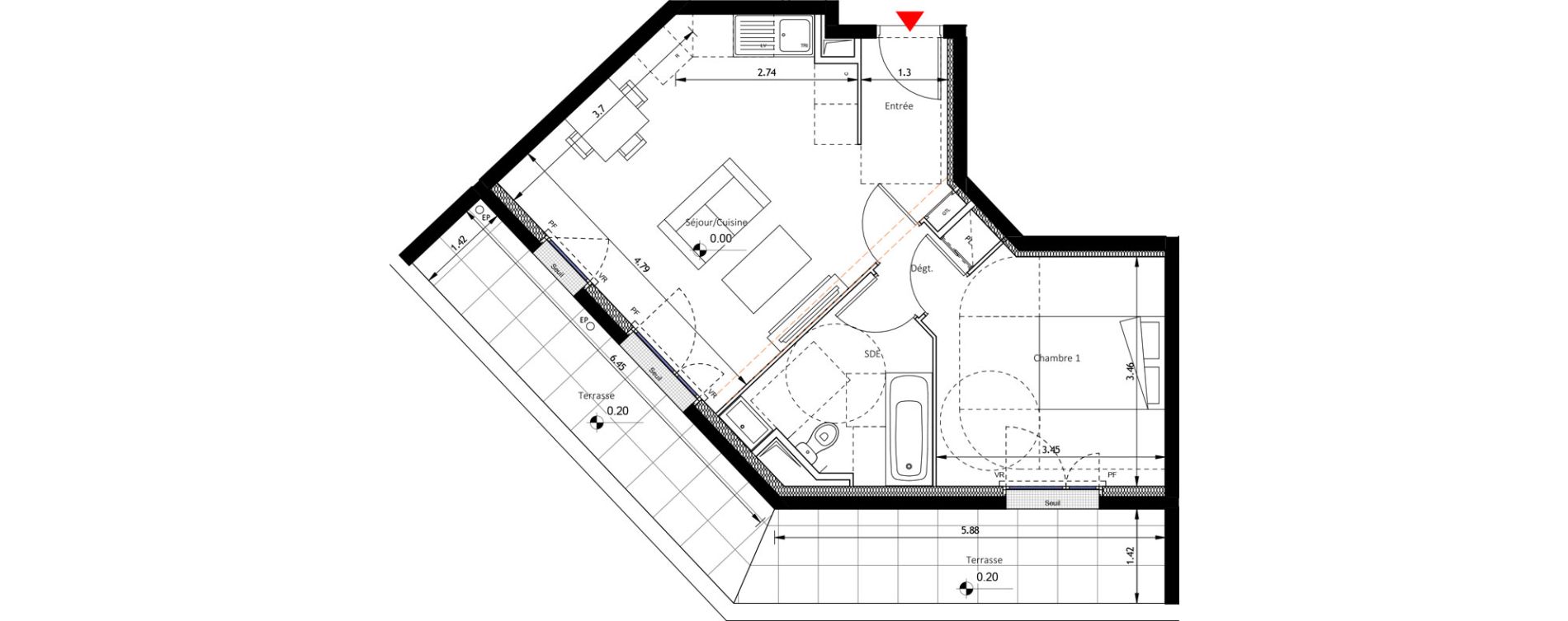 Appartement T2 de 44,47 m2 &agrave; Noisy-Le-Sec Plaine de l ourcq