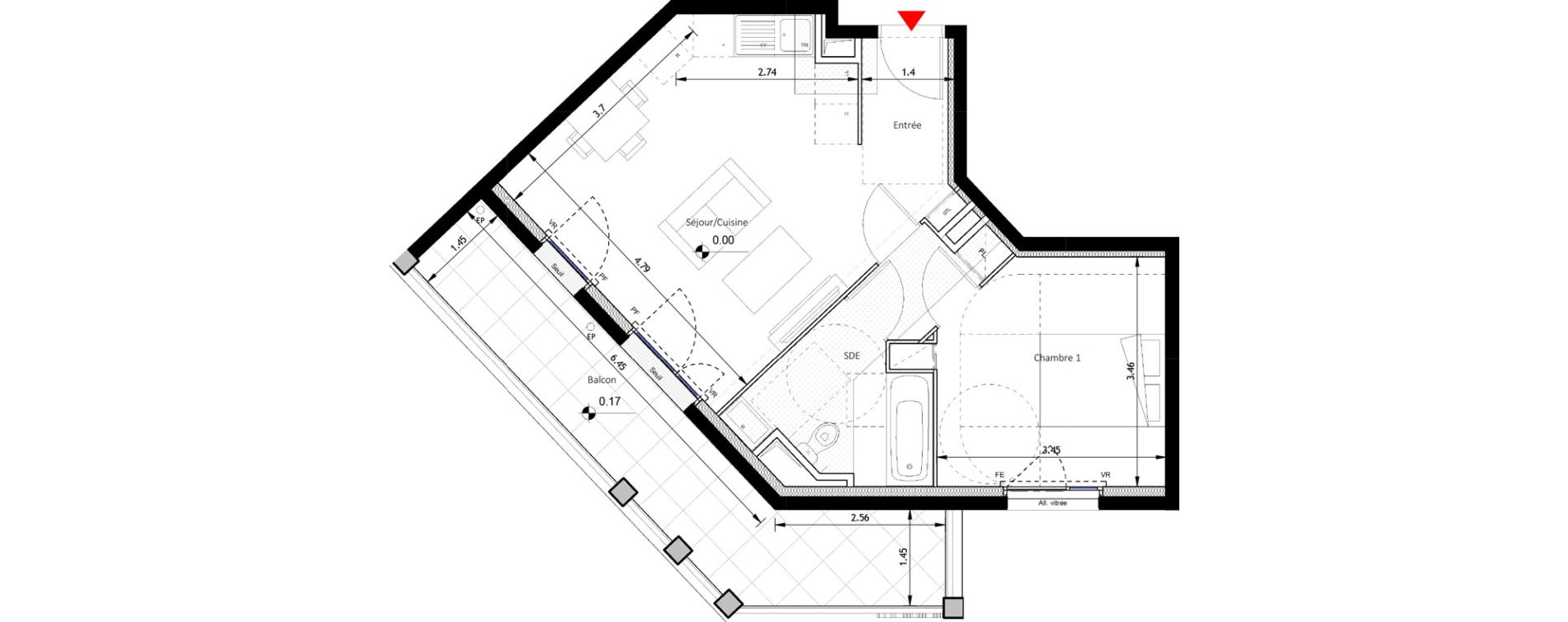 Appartement T2 de 44,24 m2 &agrave; Noisy-Le-Sec Plaine de l ourcq