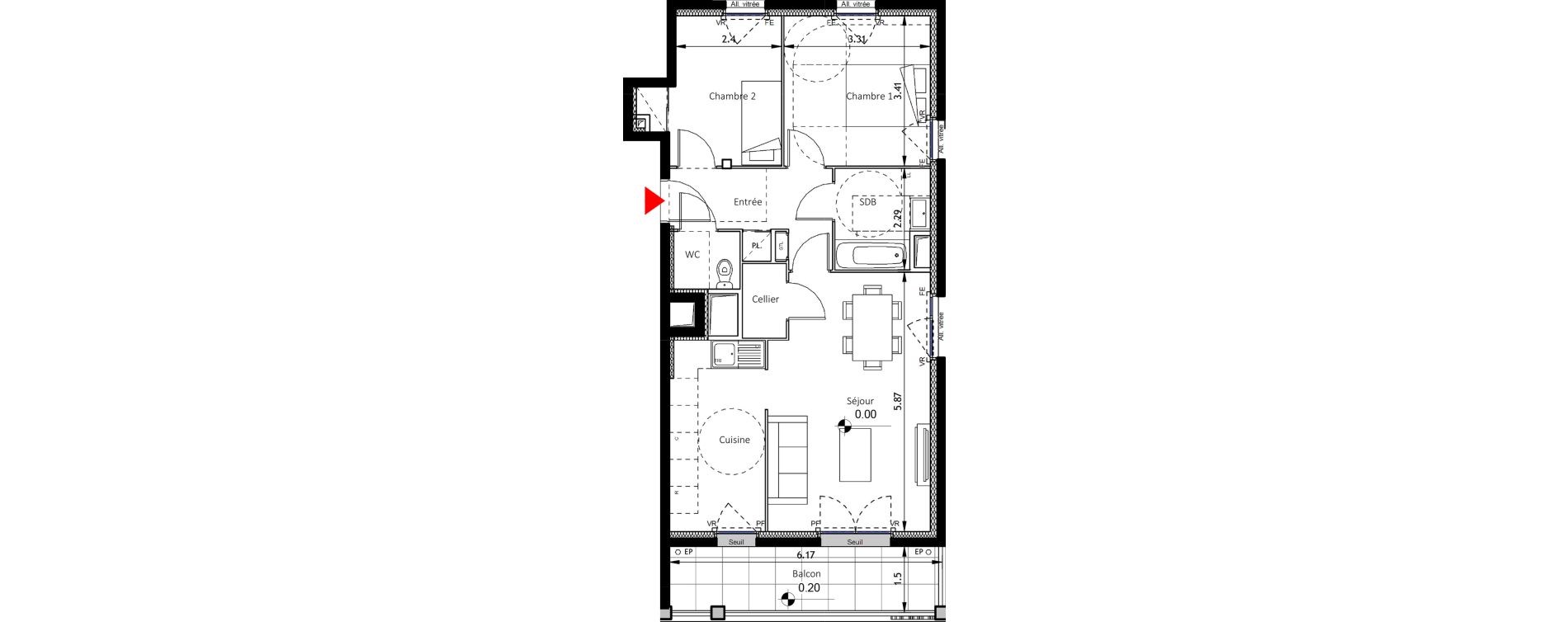 Appartement T3 de 65,18 m2 &agrave; Noisy-Le-Sec Plaine de l ourcq