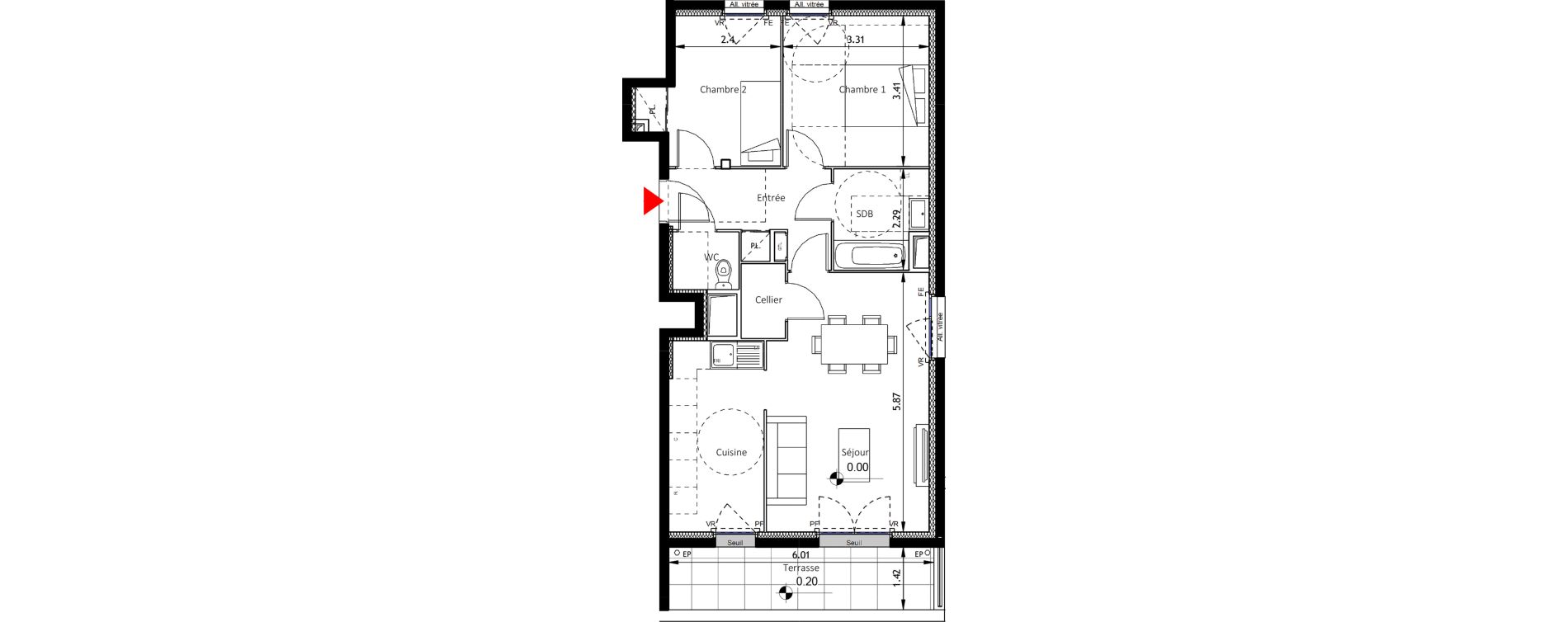 Appartement T3 de 65,25 m2 &agrave; Noisy-Le-Sec Plaine de l ourcq