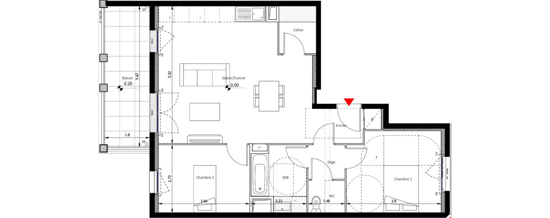 Appartement T3 de 68,66 m2 &agrave; Noisy-Le-Sec Plaine de l ourcq