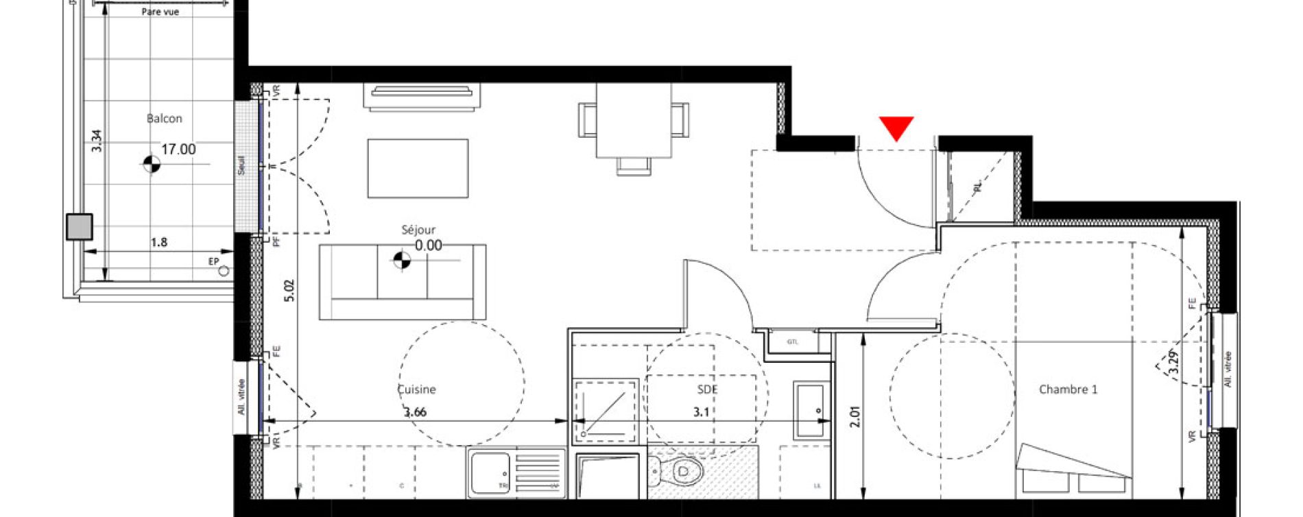 Appartement T2 de 49,09 m2 &agrave; Noisy-Le-Sec Plaine de l ourcq