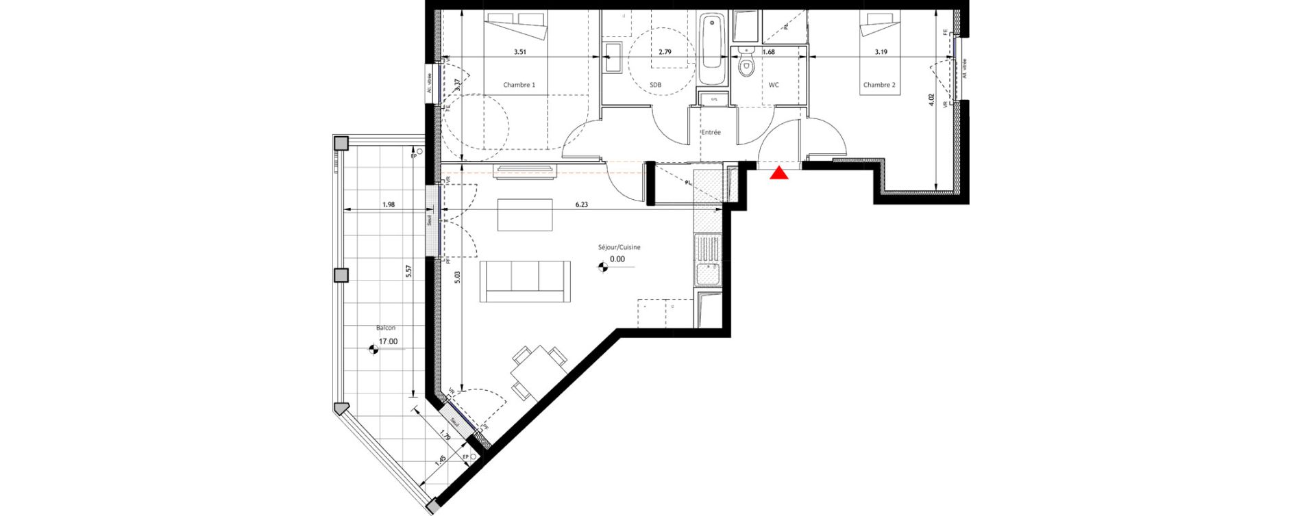Appartement T3 de 65,34 m2 &agrave; Noisy-Le-Sec Plaine de l ourcq