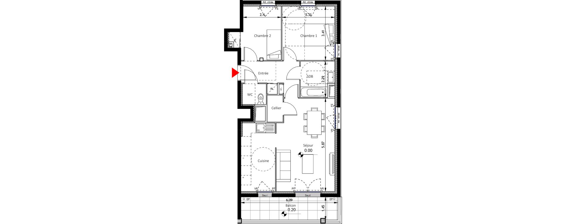 Appartement T3 de 65,18 m2 &agrave; Noisy-Le-Sec Plaine de l ourcq