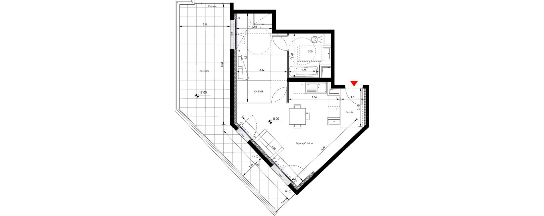 Appartement T2 de 42,14 m2 &agrave; Noisy-Le-Sec Plaine de l ourcq