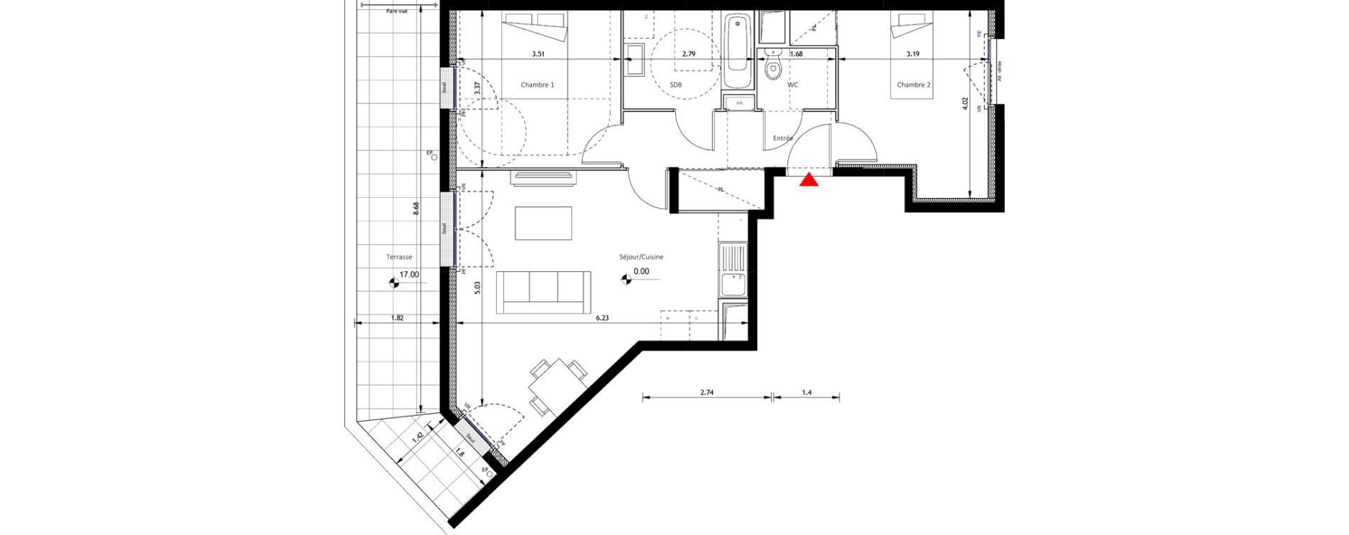 Appartement T3 de 65,62 m2 &agrave; Noisy-Le-Sec Plaine de l ourcq