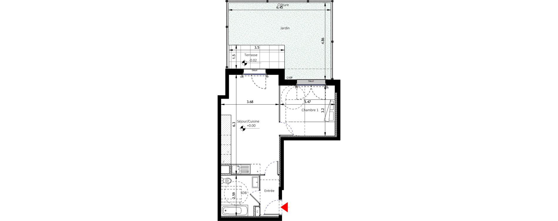 Appartement T2 de 40,96 m2 &agrave; Noisy-Le-Sec Plaine de l ourcq