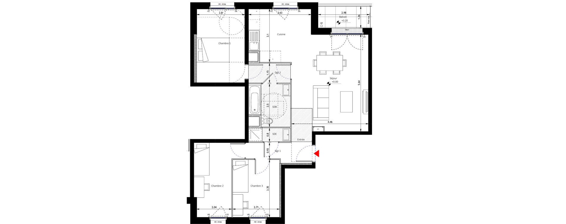 Appartement T4 de 80,17 m2 &agrave; Noisy-Le-Sec Plaine de l ourcq
