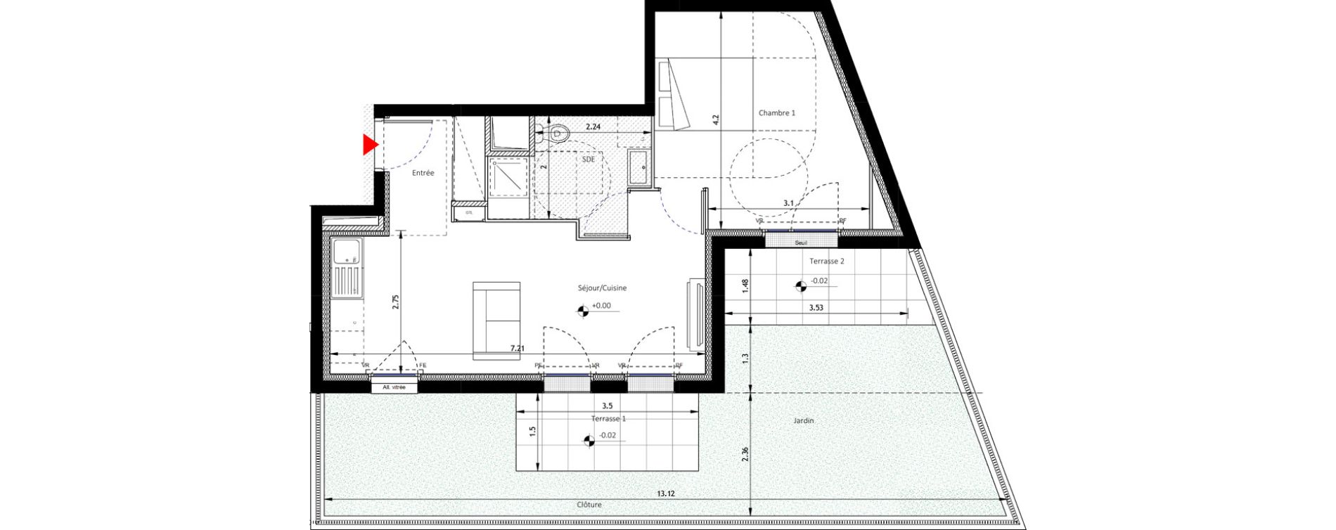 Appartement T2 de 45,87 m2 &agrave; Noisy-Le-Sec Plaine de l ourcq