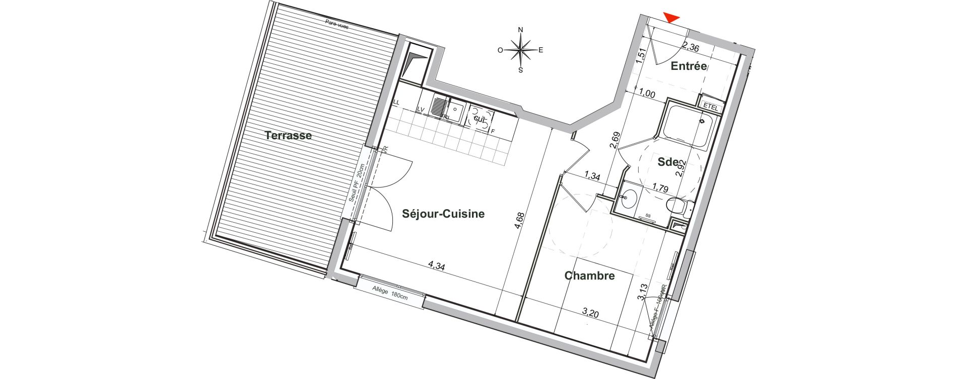 Appartement T2 de 41,96 m2 &agrave; Noisy-Le-Sec Centre