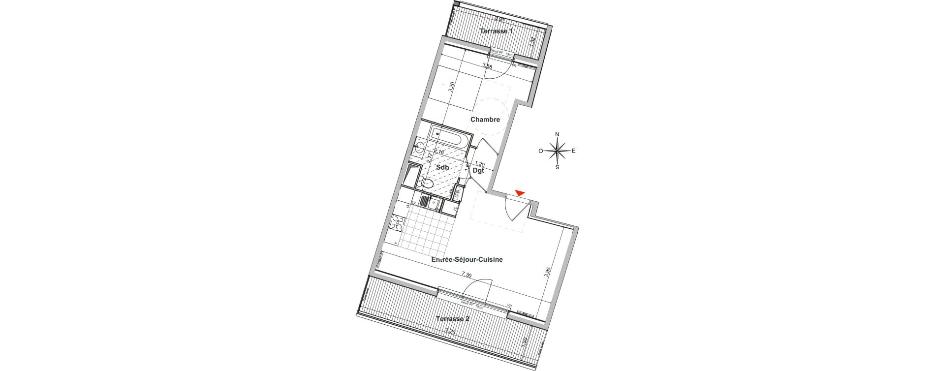 Appartement T2 de 48,82 m2 &agrave; Noisy-Le-Sec Centre