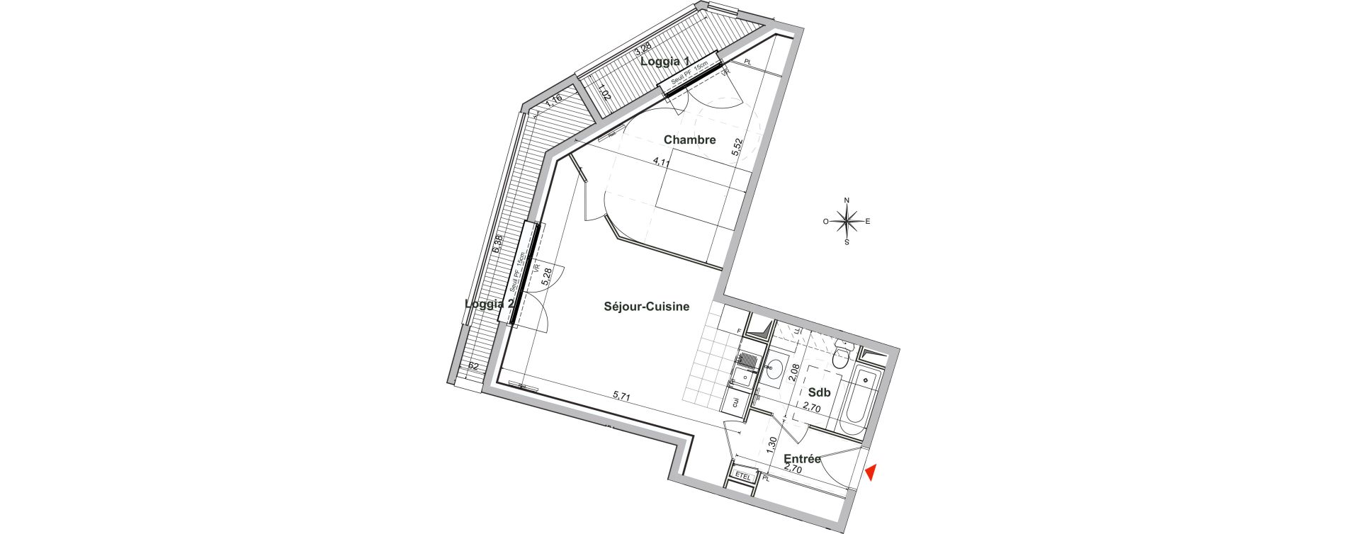 Appartement T2 de 47,58 m2 &agrave; Noisy-Le-Sec Centre