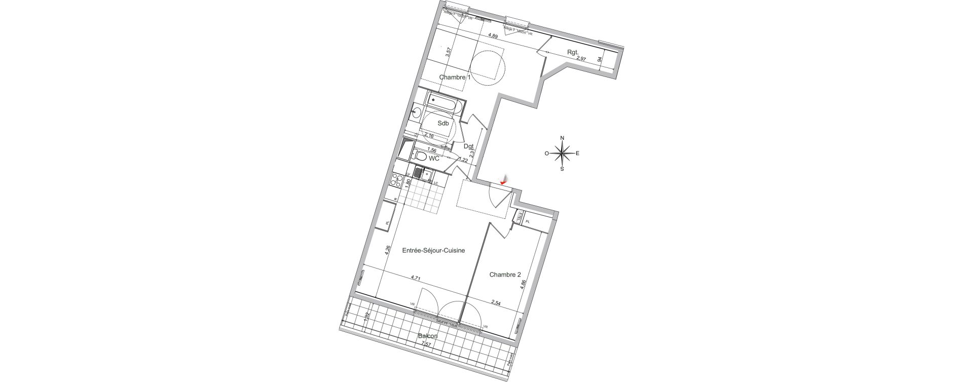 Appartement T3 de 73,36 m2 &agrave; Noisy-Le-Sec Centre
