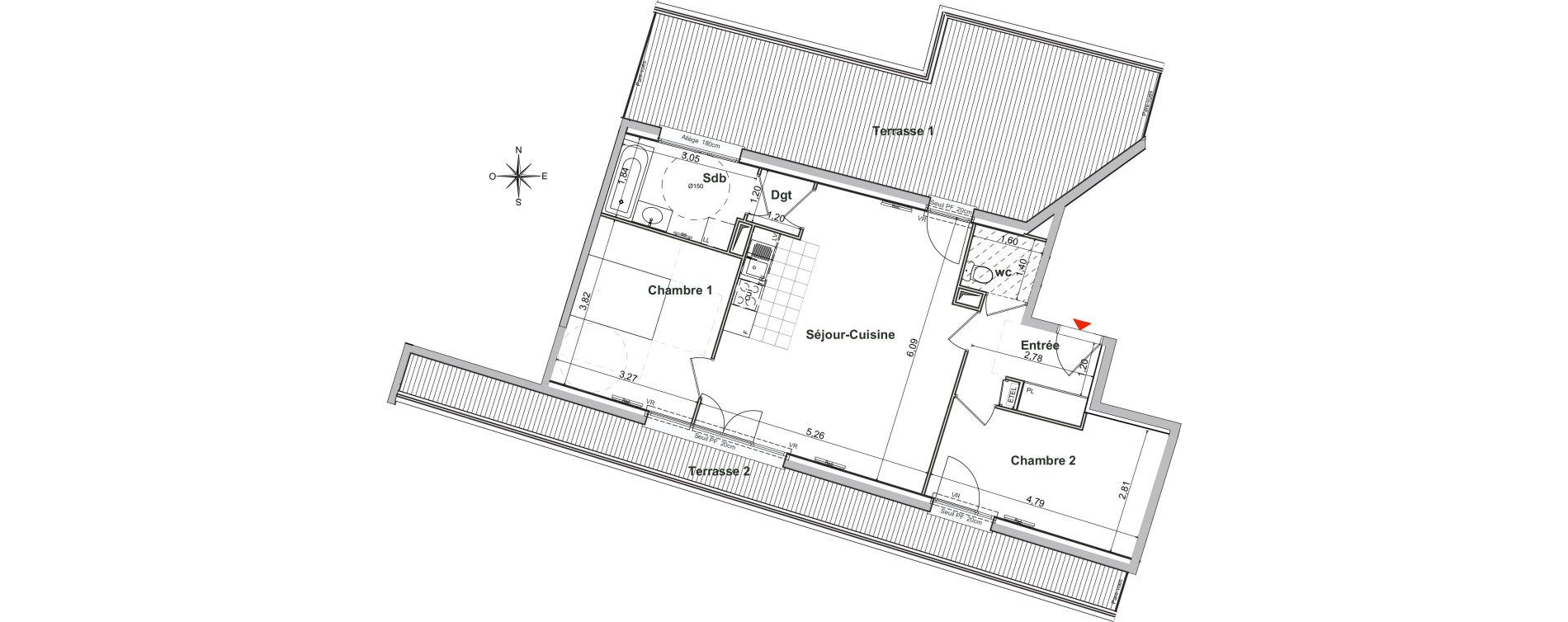 Appartement T3 de 68,50 m2 &agrave; Noisy-Le-Sec Centre