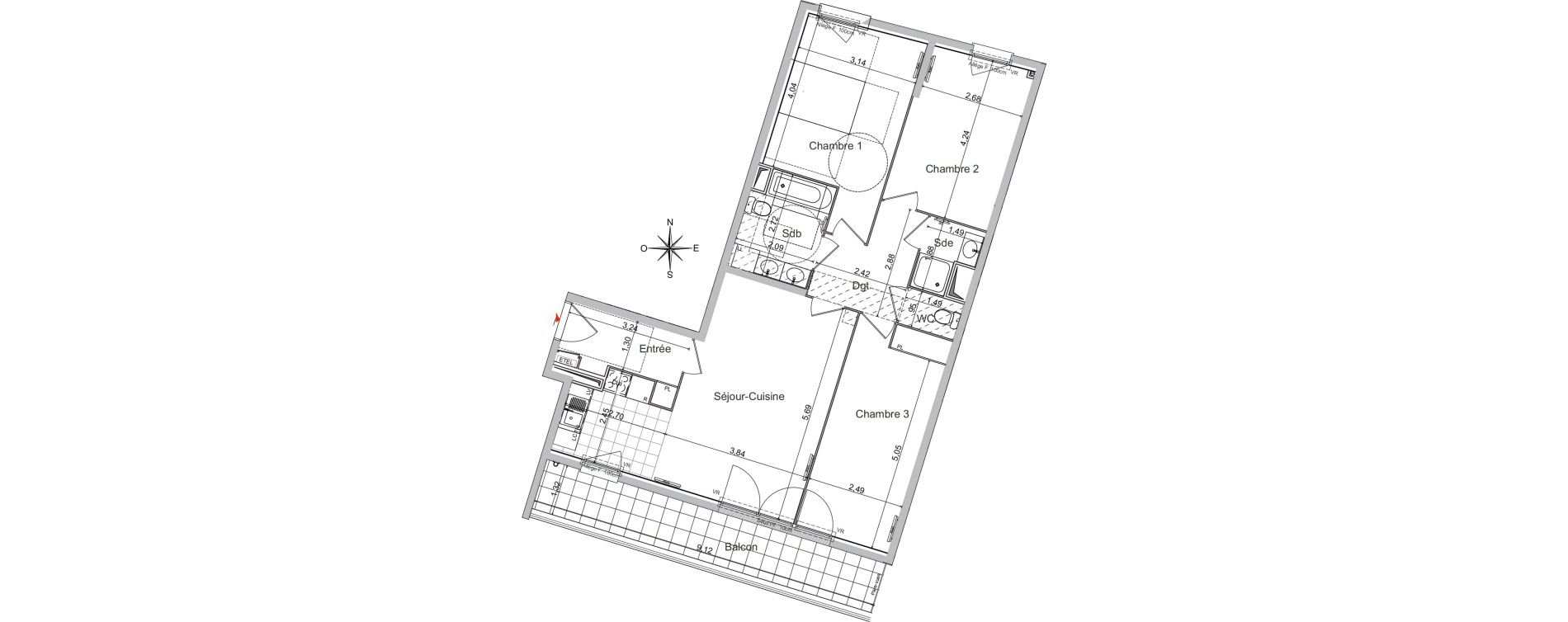 Appartement T4 de 83,58 m2 &agrave; Noisy-Le-Sec Centre