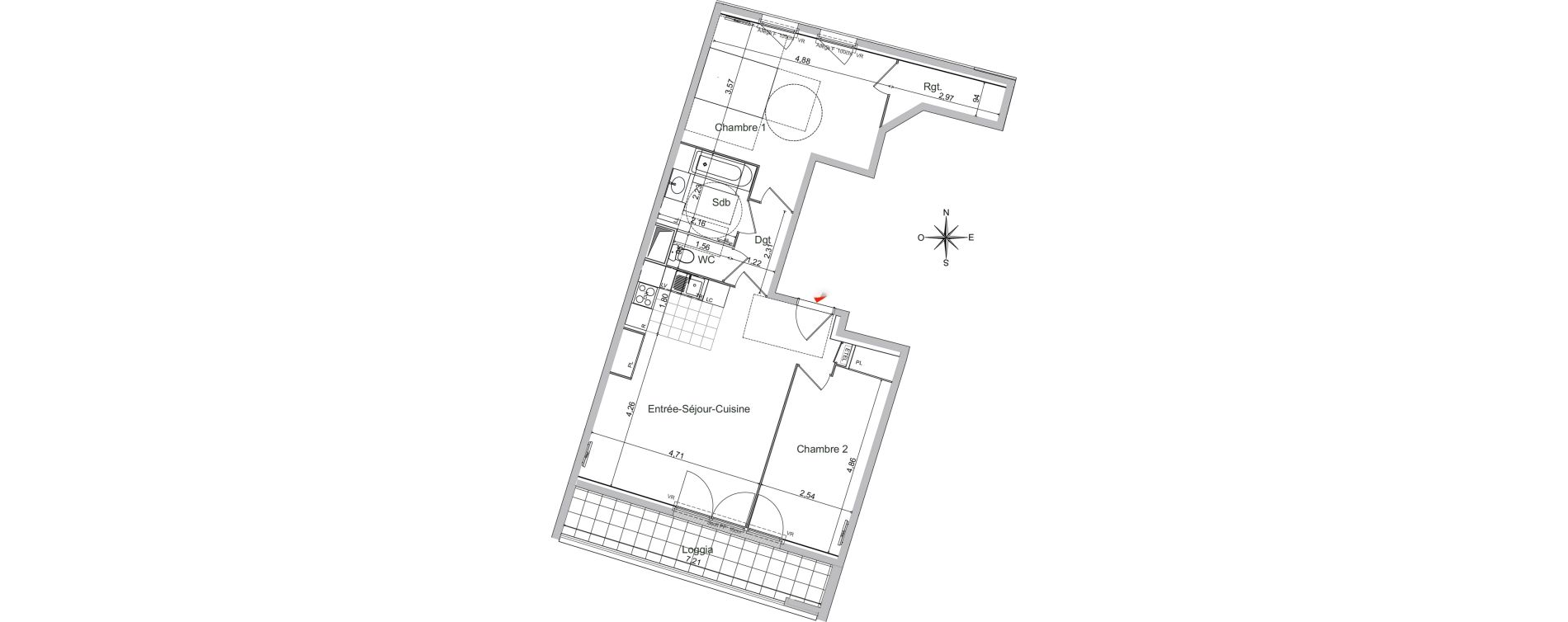 Appartement T3 de 73,39 m2 &agrave; Noisy-Le-Sec Centre