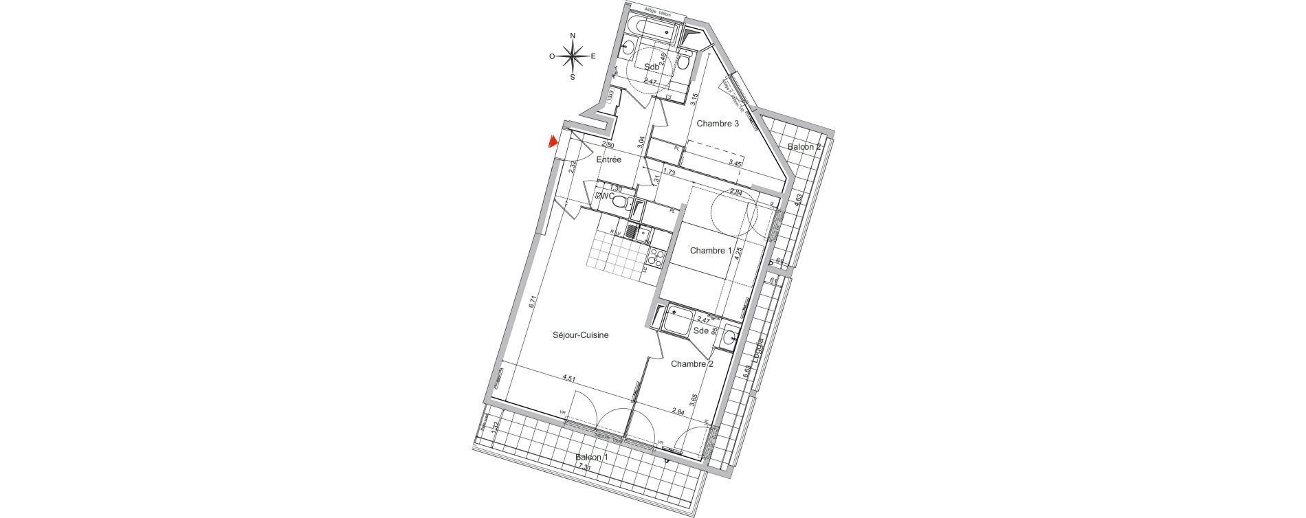 Appartement T4 de 80,42 m2 &agrave; Noisy-Le-Sec Centre