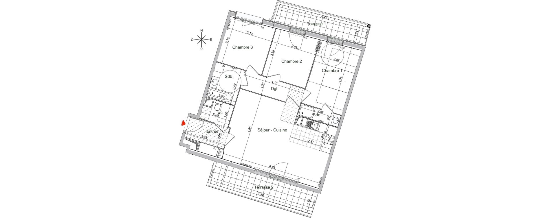 Appartement T4 de 83,33 m2 &agrave; Noisy-Le-Sec Centre