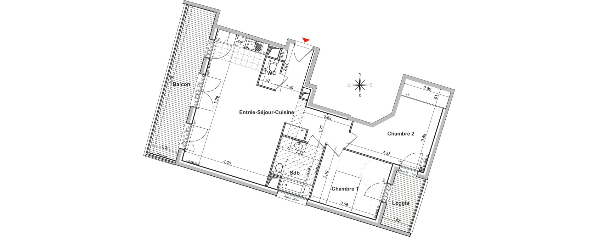 Appartement T3 de 73,19 m2 &agrave; Noisy-Le-Sec Centre