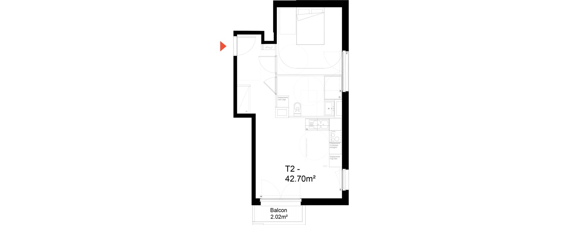 Appartement T2 de 42,70 m2 &agrave; Noisy-Le-Sec Zone industrielle