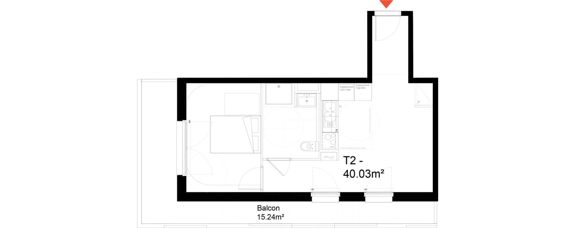 Appartement T2 de 40,03 m2 &agrave; Noisy-Le-Sec Zone industrielle