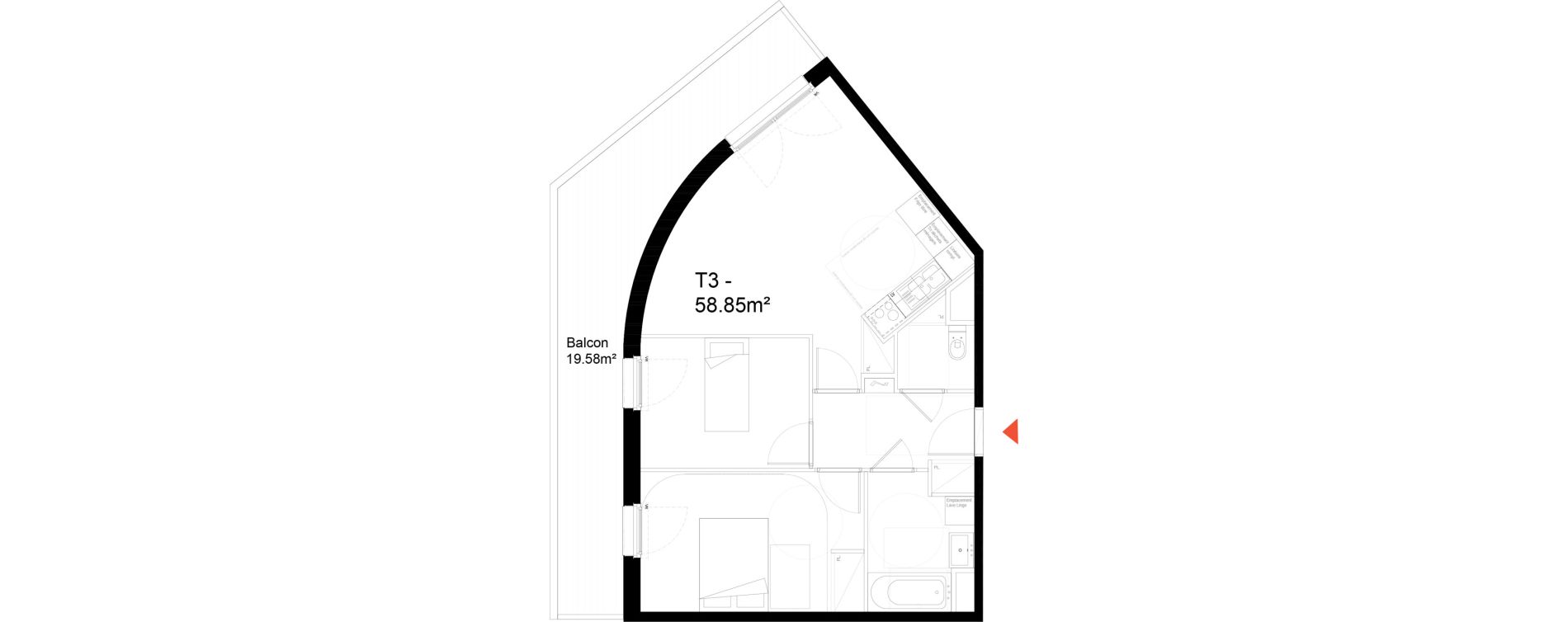 Appartement T3 de 58,85 m2 &agrave; Noisy-Le-Sec Zone industrielle