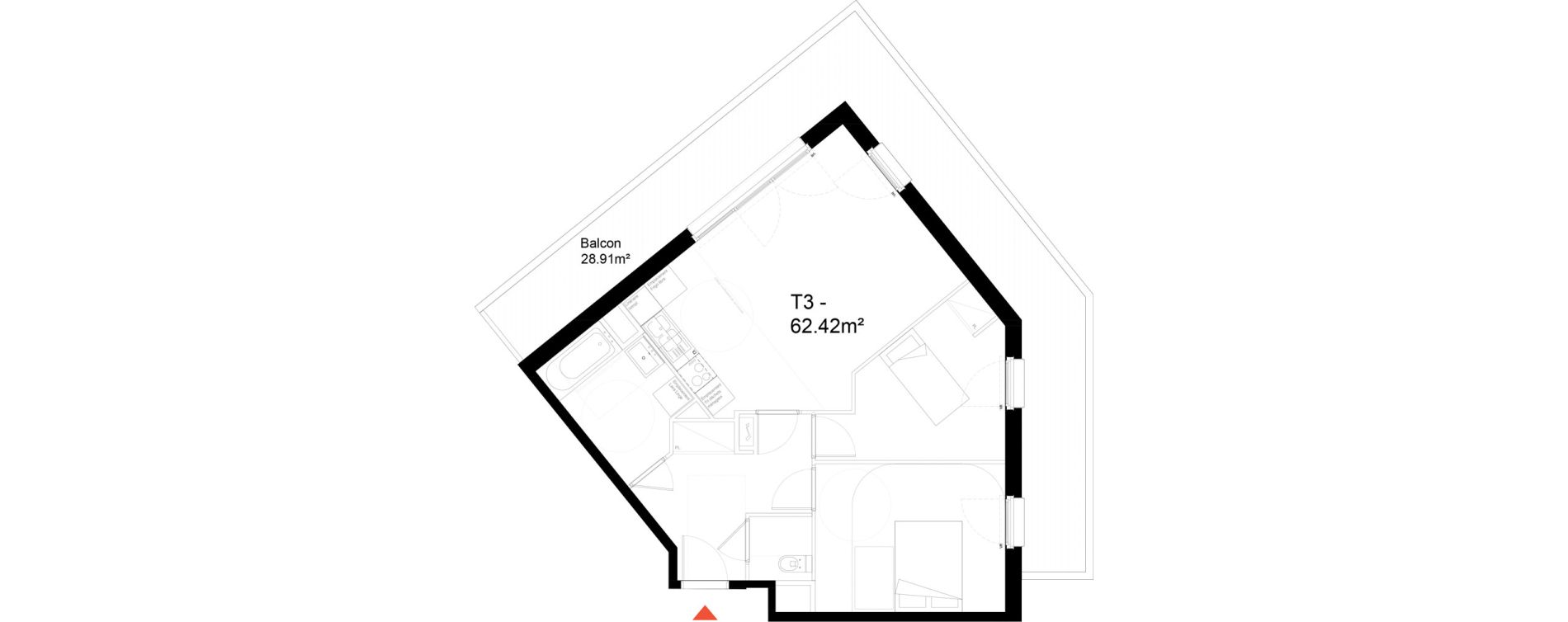 Appartement T3 de 62,42 m2 &agrave; Noisy-Le-Sec Zone industrielle