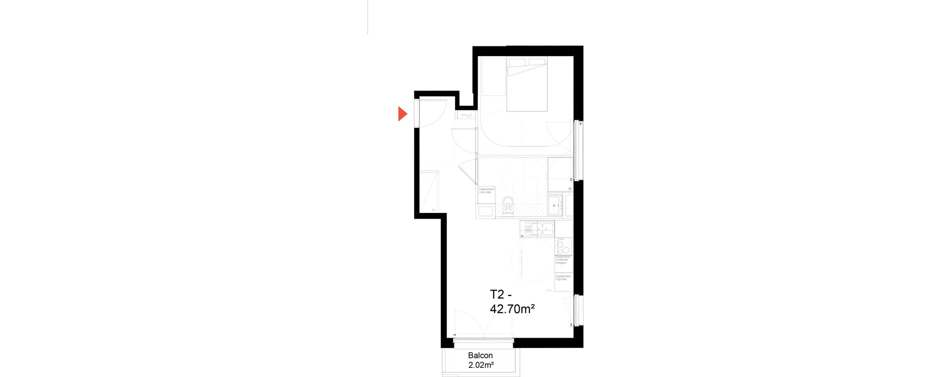 Appartement T2 de 42,70 m2 &agrave; Noisy-Le-Sec Zone industrielle