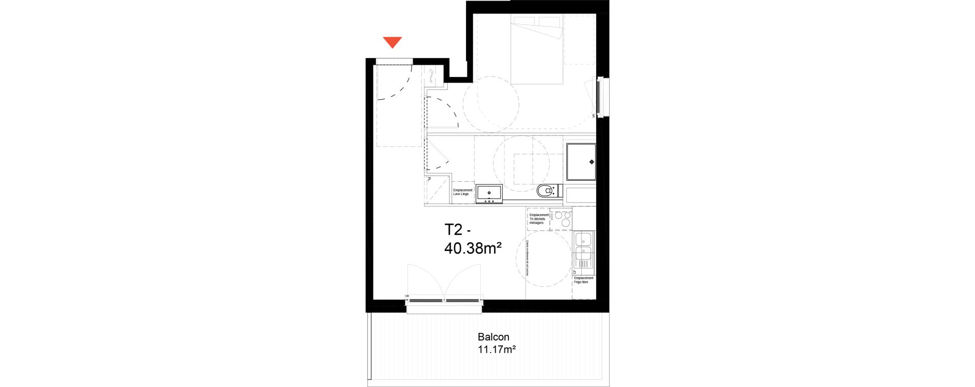 Appartement T2 de 40,38 m2 &agrave; Noisy-Le-Sec Zone industrielle