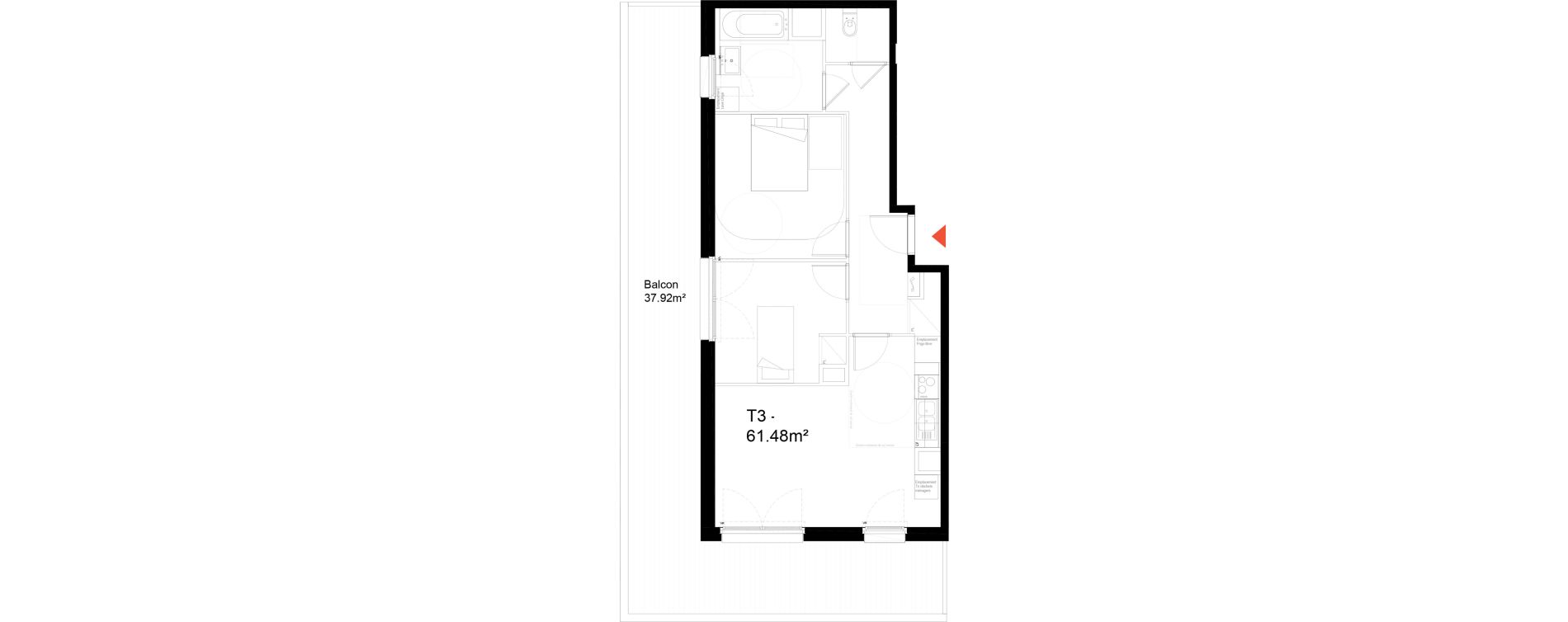 Appartement T3 de 61,48 m2 &agrave; Noisy-Le-Sec Zone industrielle