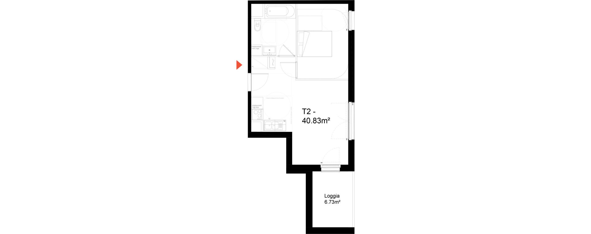 Appartement T2 de 40,83 m2 &agrave; Noisy-Le-Sec Zone industrielle