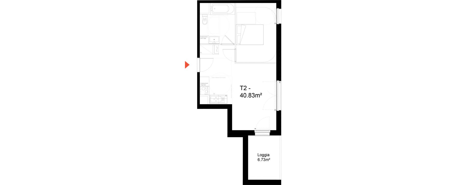 Appartement T2 de 40,83 m2 &agrave; Noisy-Le-Sec Zone industrielle