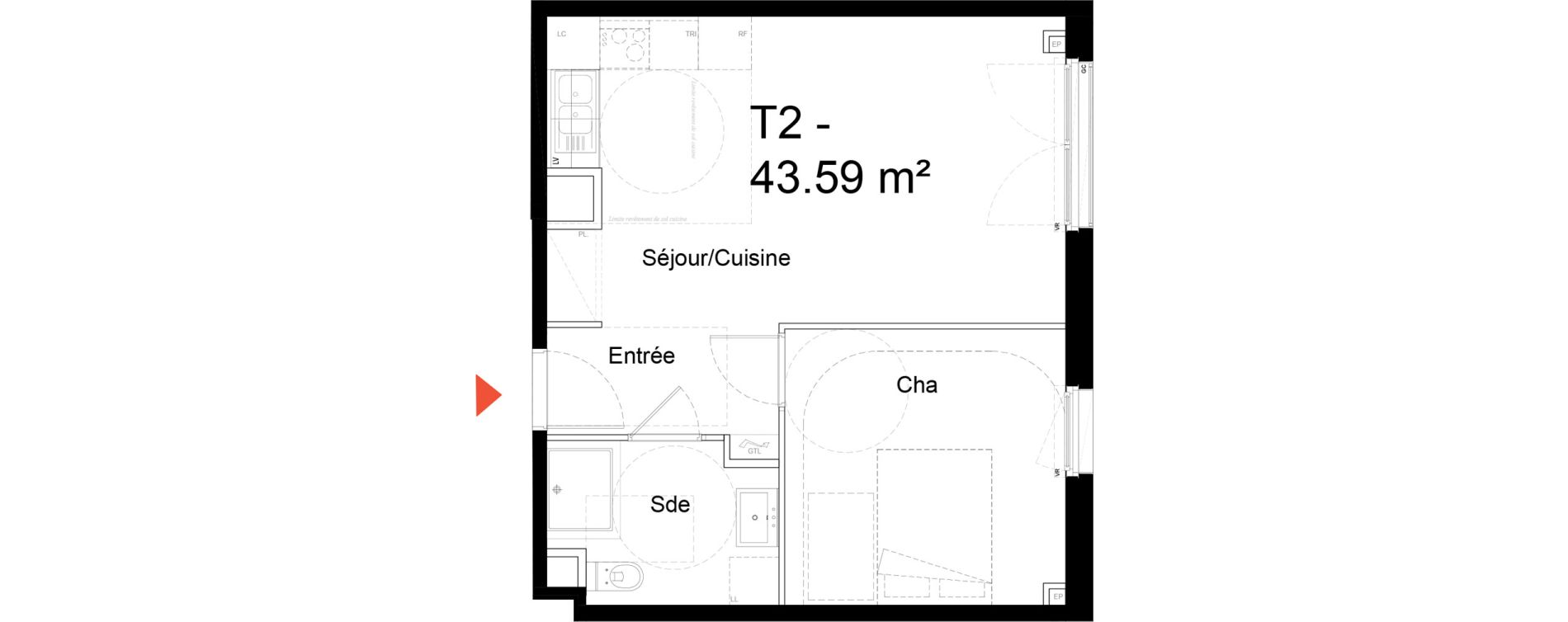 Appartement T2 de 43,59 m2 &agrave; Noisy-Le-Sec Zone industrielle