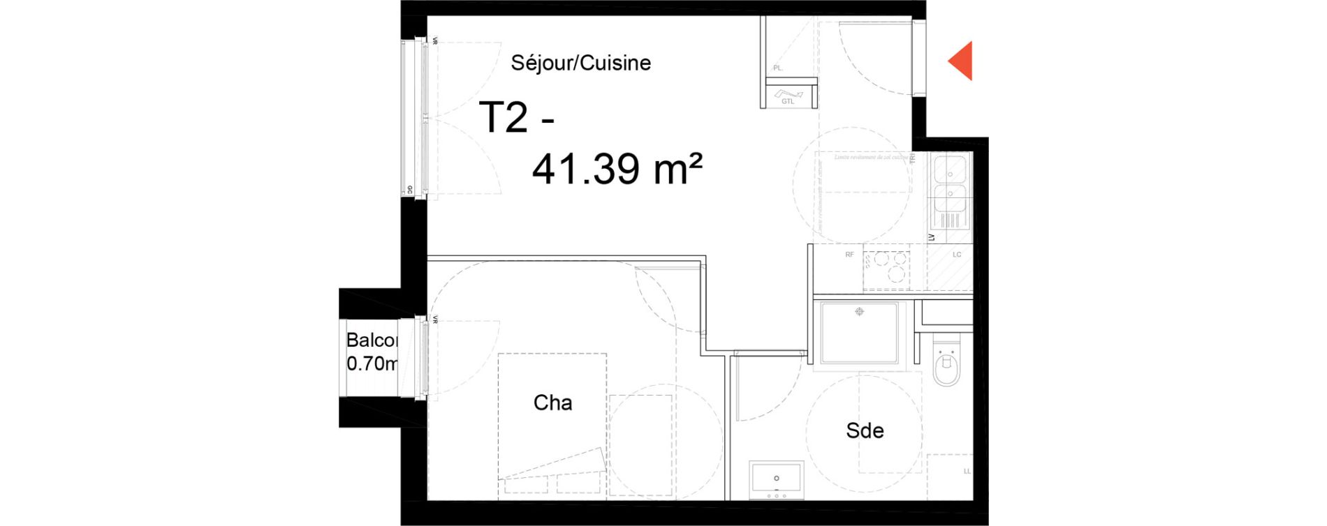 Appartement T2 de 41,39 m2 &agrave; Noisy-Le-Sec Zone industrielle