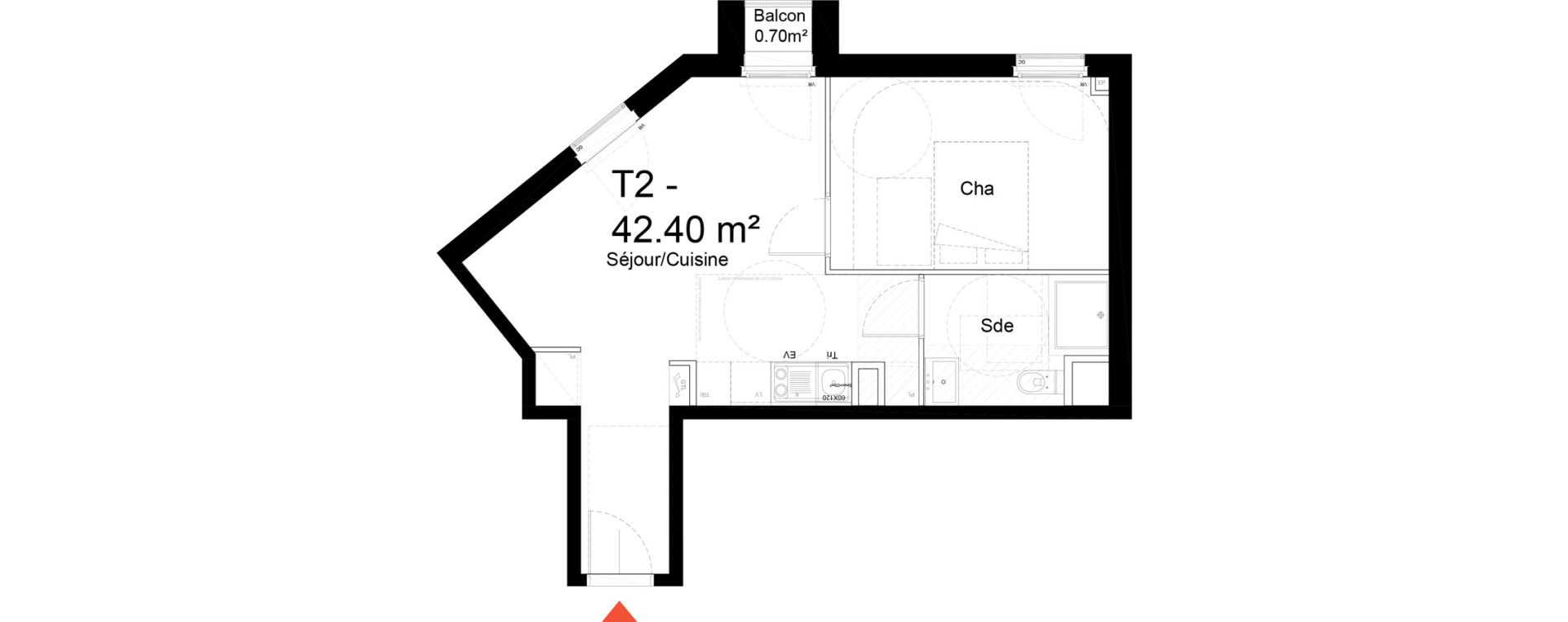 Appartement T2 de 42,40 m2 &agrave; Noisy-Le-Sec Zone industrielle