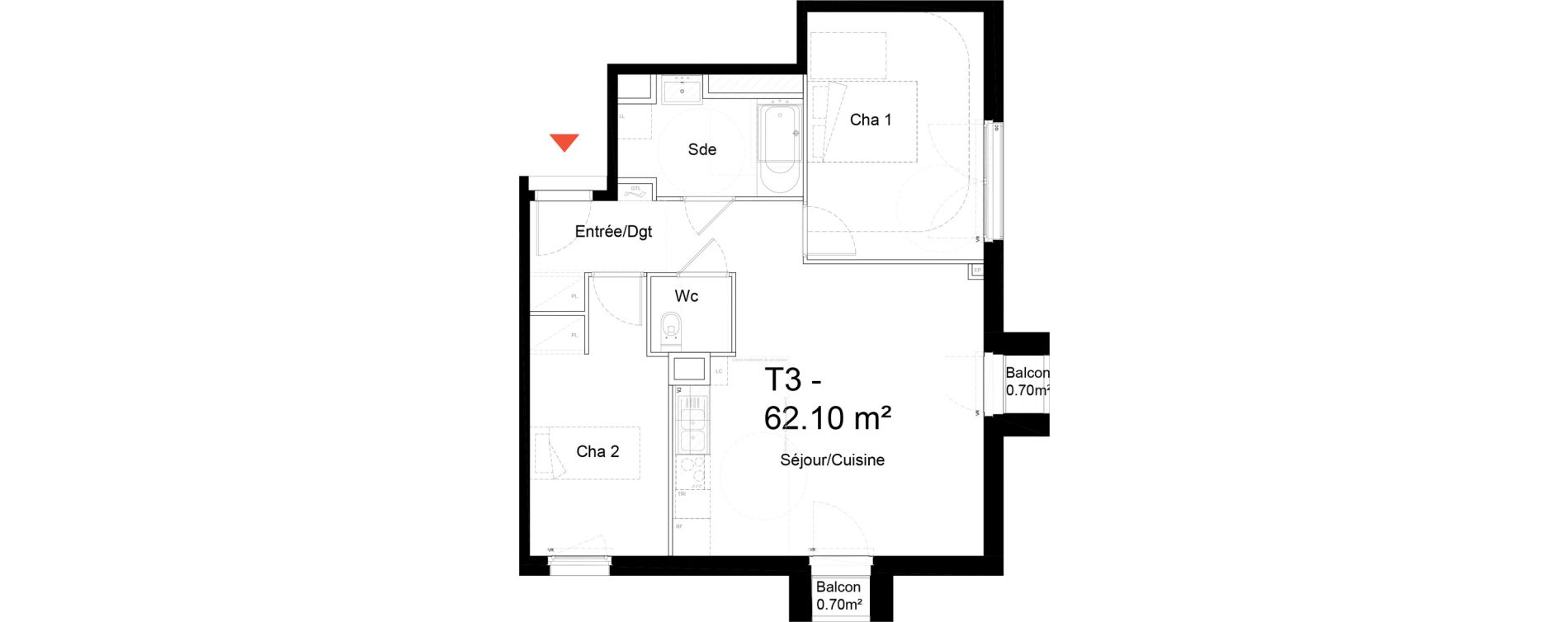 Appartement T3 de 62,10 m2 &agrave; Noisy-Le-Sec Zone industrielle