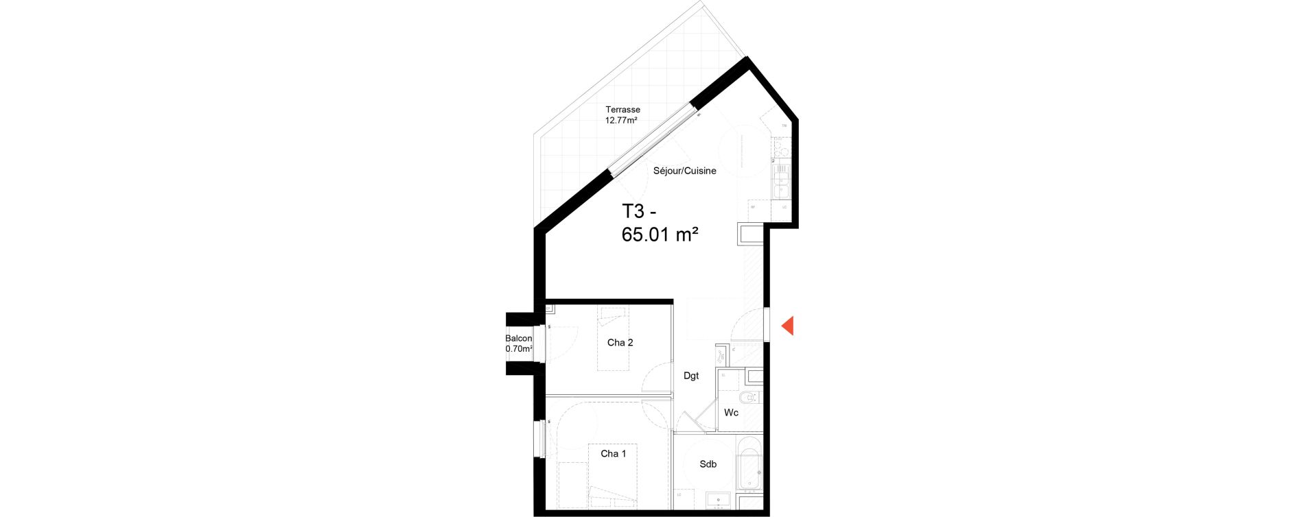 Appartement T3 de 65,01 m2 &agrave; Noisy-Le-Sec Zone industrielle