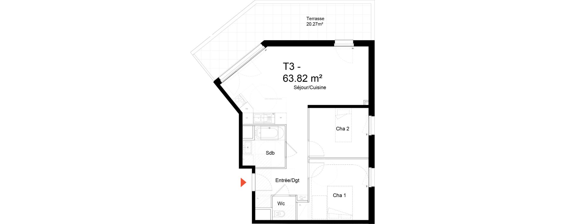 Appartement T3 de 63,82 m2 &agrave; Noisy-Le-Sec Zone industrielle