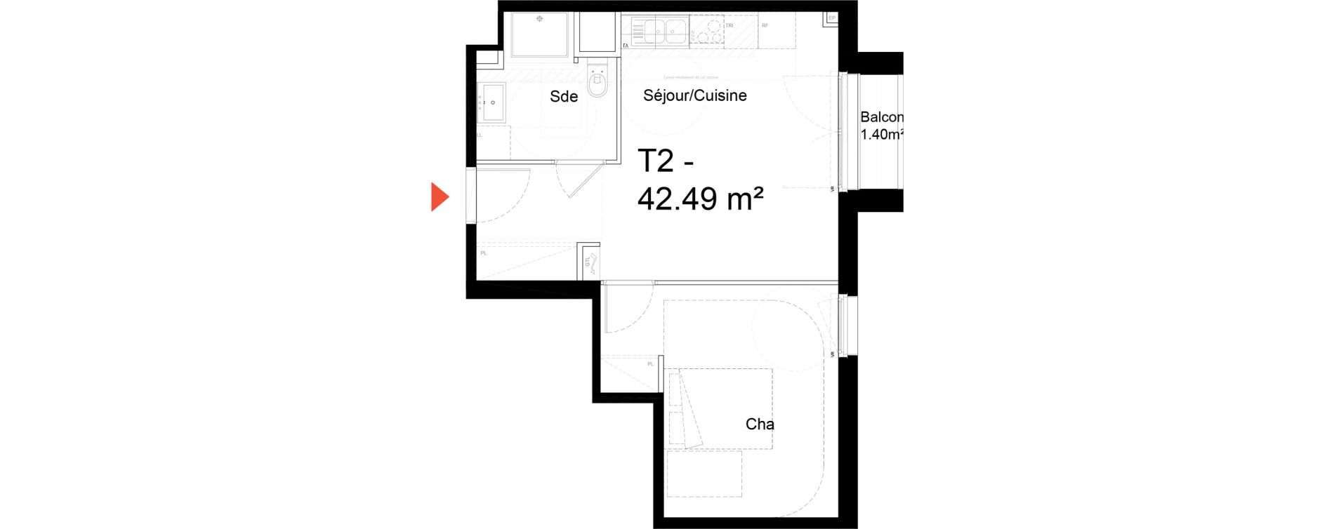 Appartement T2 de 42,49 m2 &agrave; Noisy-Le-Sec Zone industrielle