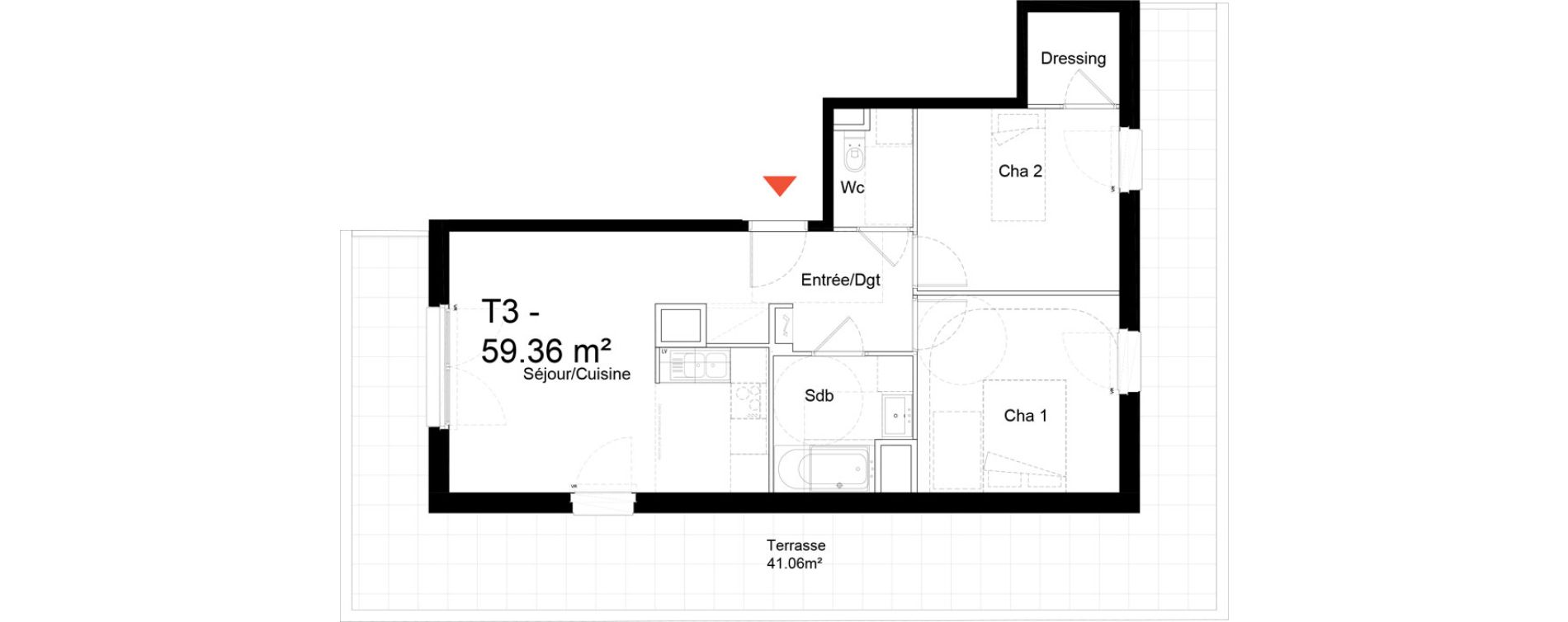 Appartement T3 de 59,36 m2 &agrave; Noisy-Le-Sec Zone industrielle