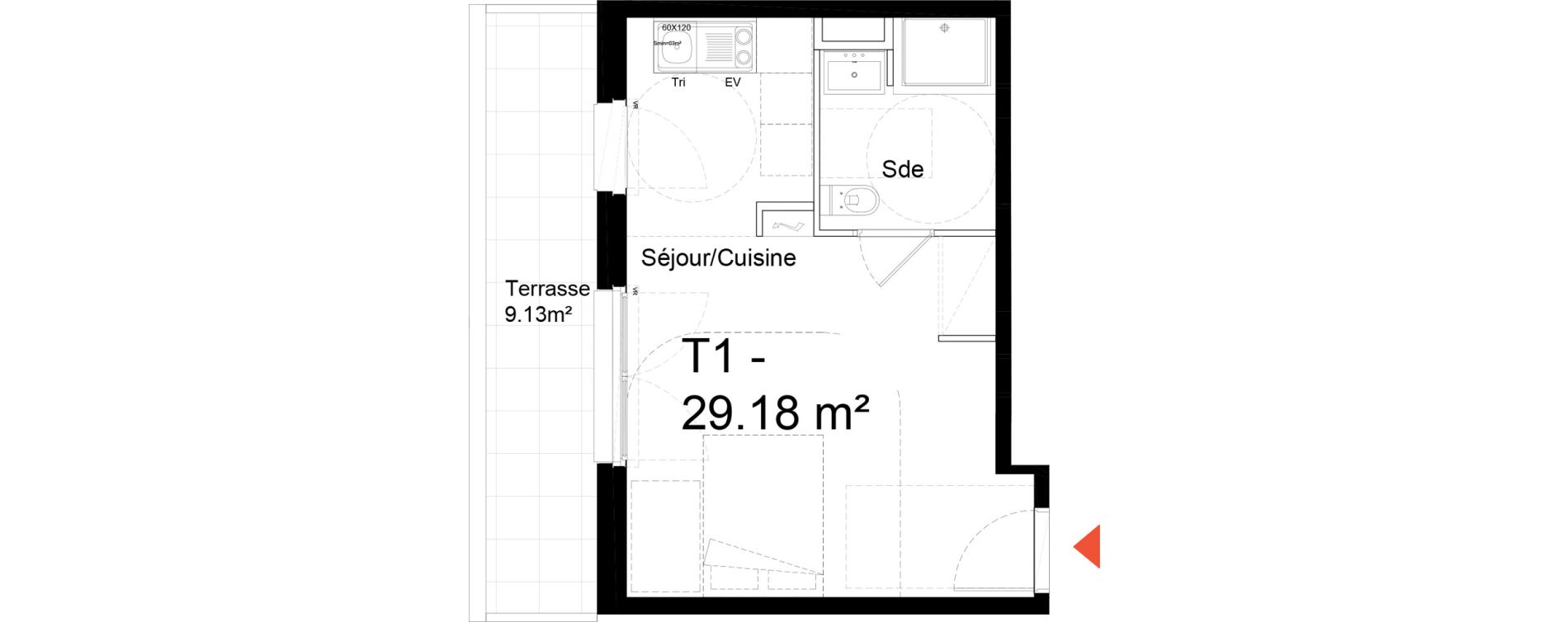 Appartement T1 de 29,18 m2 &agrave; Noisy-Le-Sec Zone industrielle