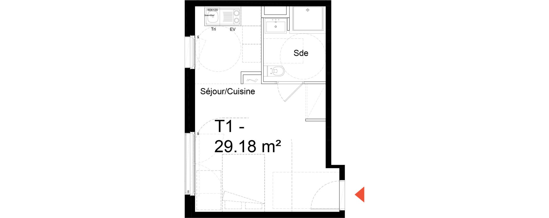 Appartement T1 de 29,18 m2 &agrave; Noisy-Le-Sec Zone industrielle