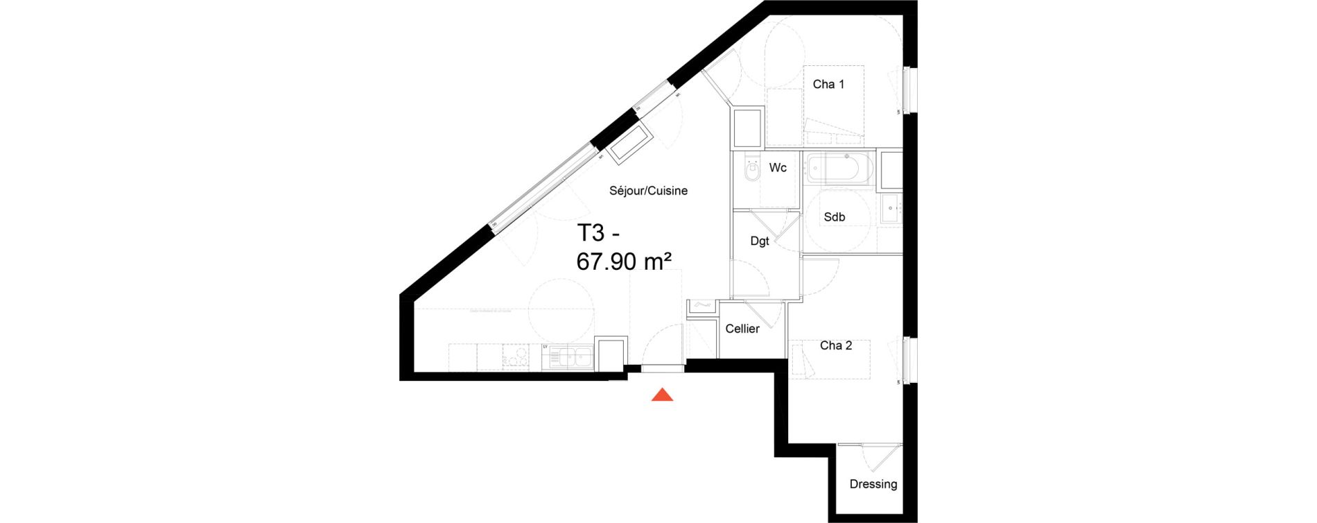 Appartement T3 de 67,90 m2 &agrave; Noisy-Le-Sec Zone industrielle